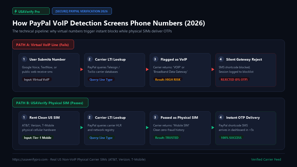 How physical SIM numbers pass PayPal VoIP detection while virtual numbers get rejected